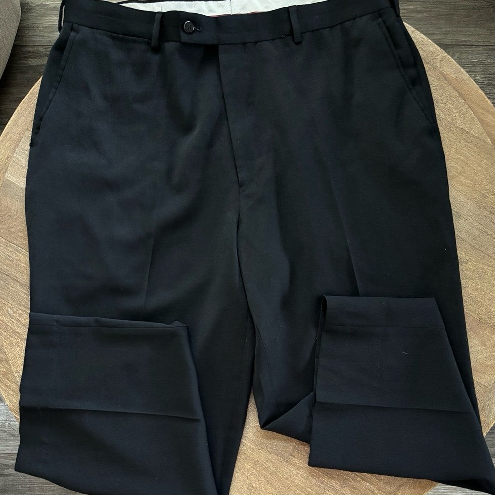 Louis Raphael Tailored Men's Dress Pants, Worsted Premium Wool - Black 40/29"